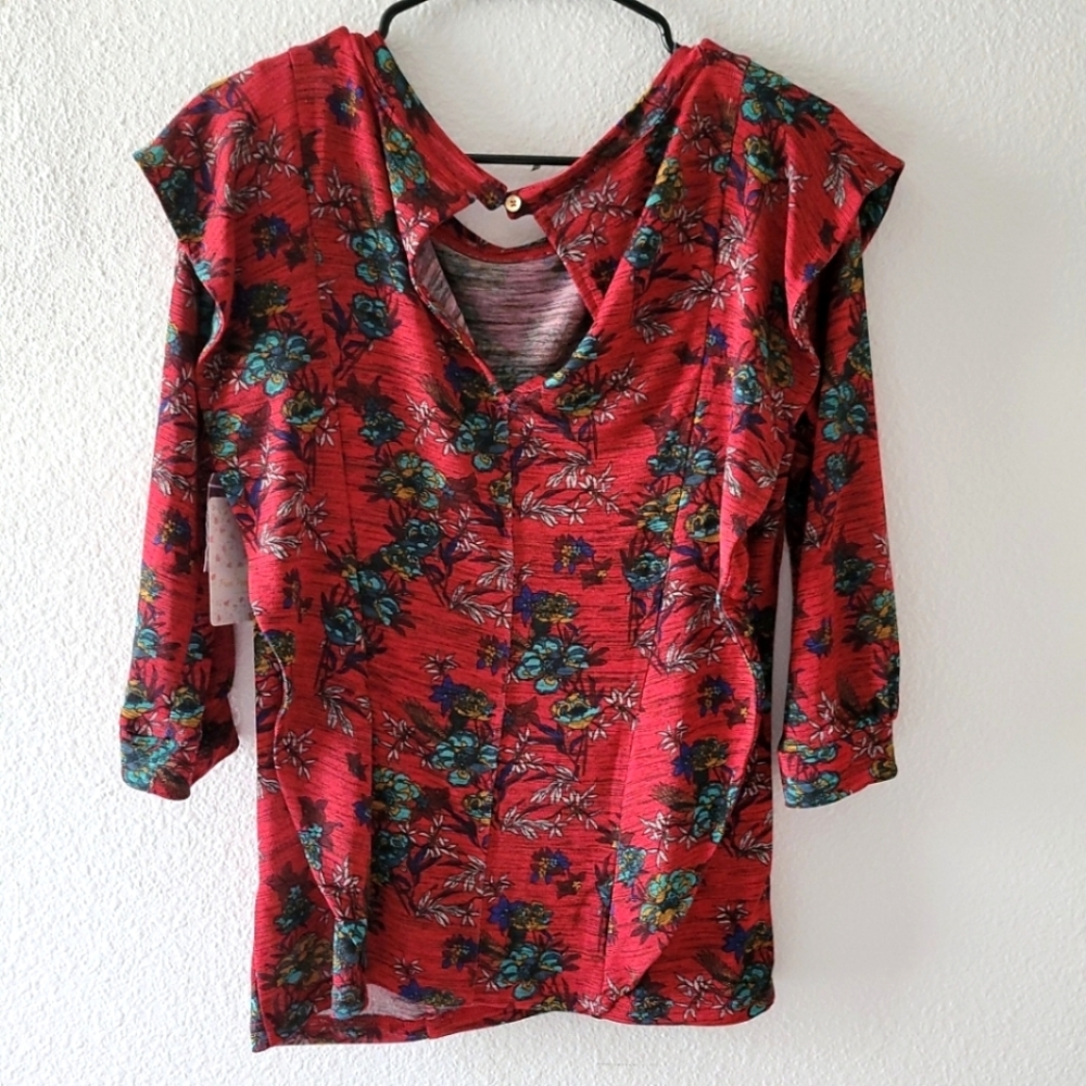 Free People Women's Dock Street Red Floral Combo Top - Picture 11 of 16